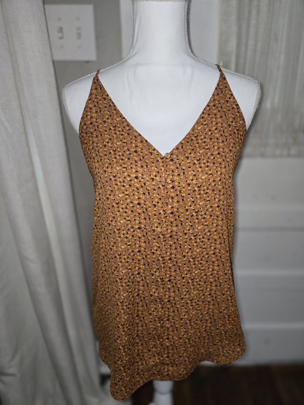 LOFT Mustard Floral V-Neck Spaghetti Strap Cami